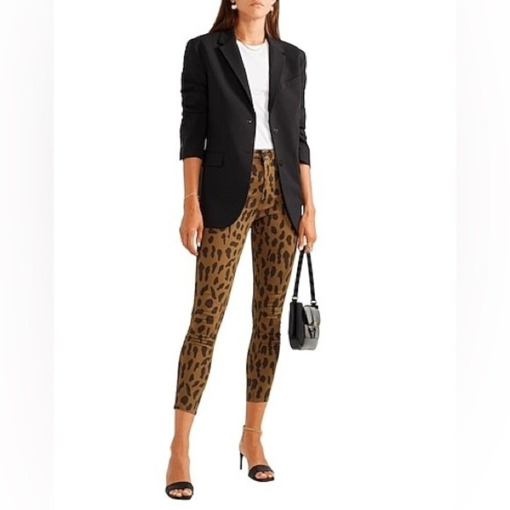 L'AGENCE Margot Skinny High Rowe Spot Animal Print Jeans 24 NWOT